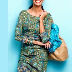Talbots blue and green paisley dress